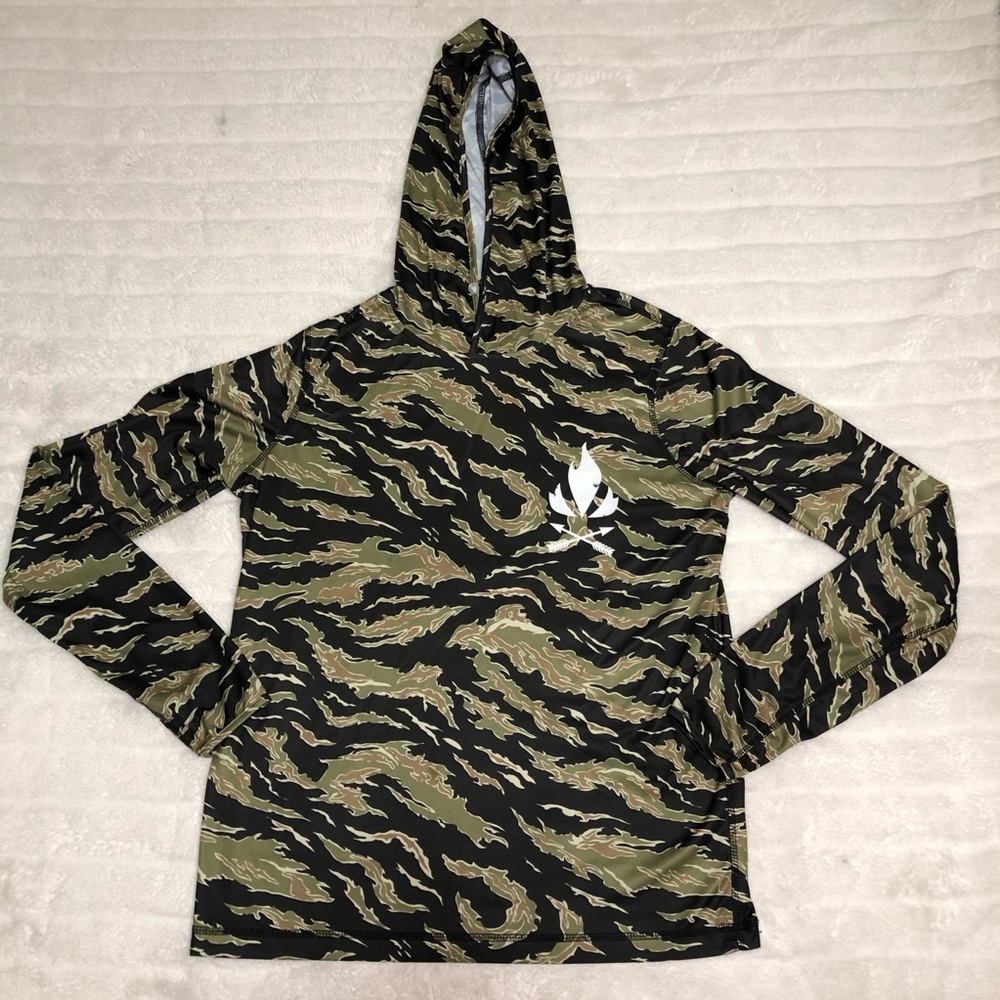 Fieldcraft Survival Hooded Performance Tiger Camo Shirt Men’s Size XS
